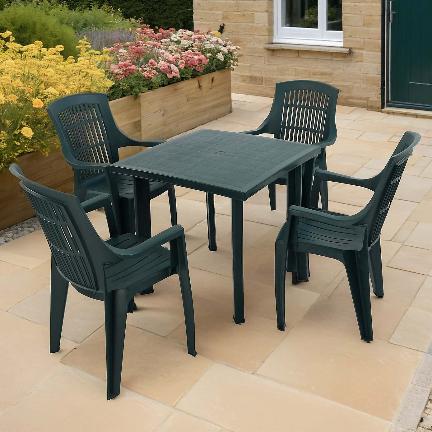 Trabella Alana Square Patio Table with 4 Bonnie Chairs