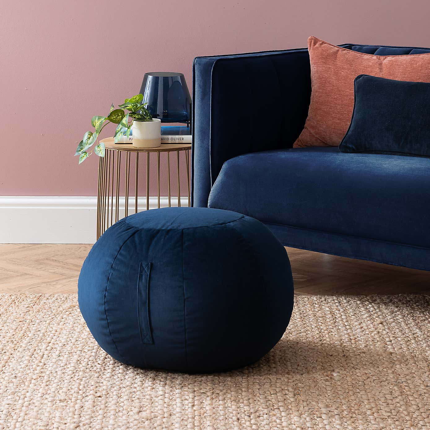 Eliza Navy Ball Pouffe