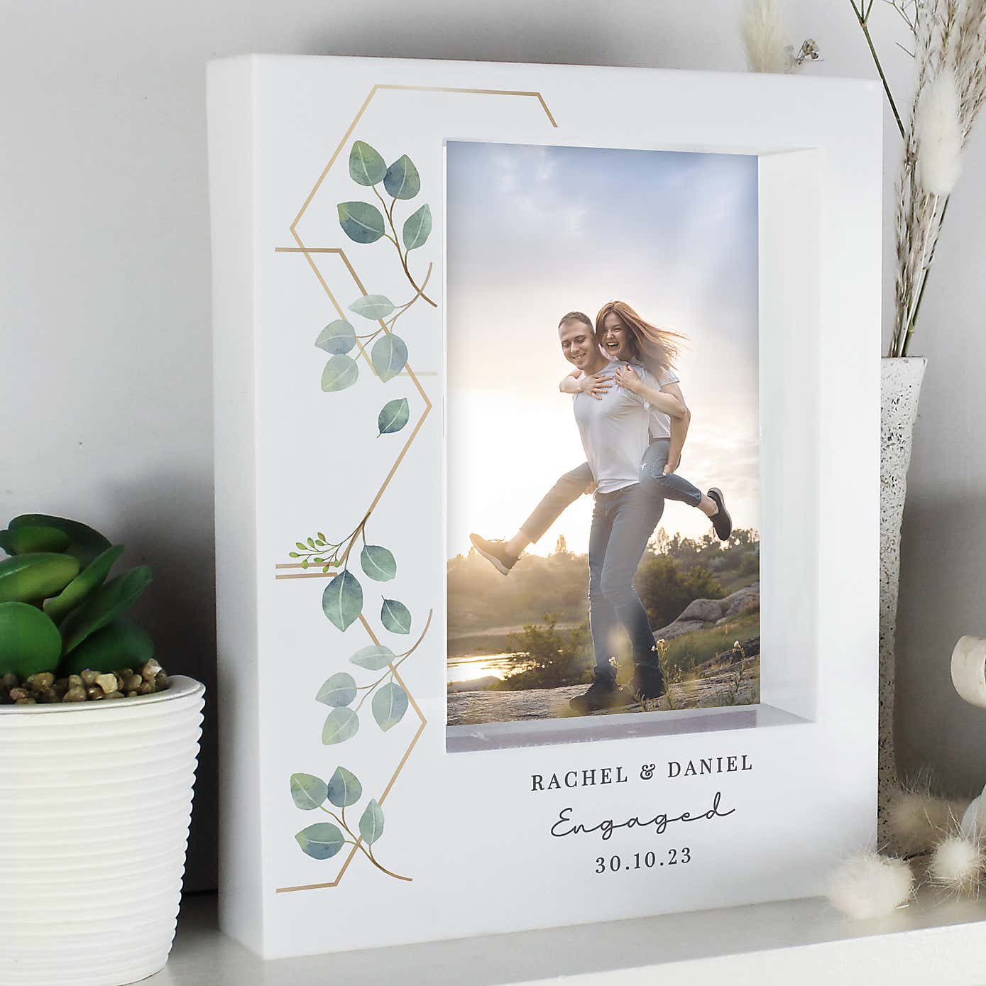 Personalised Botanical Portrait Box Photo Frame