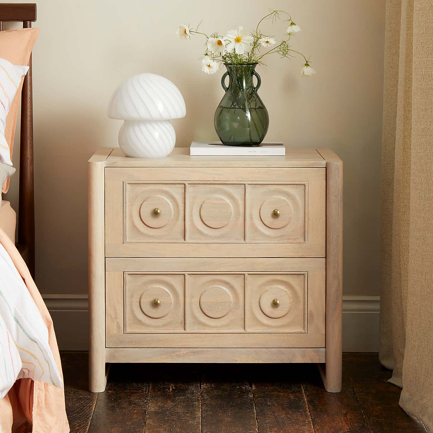 Theodore 2 Drawer Wide Bedside Table