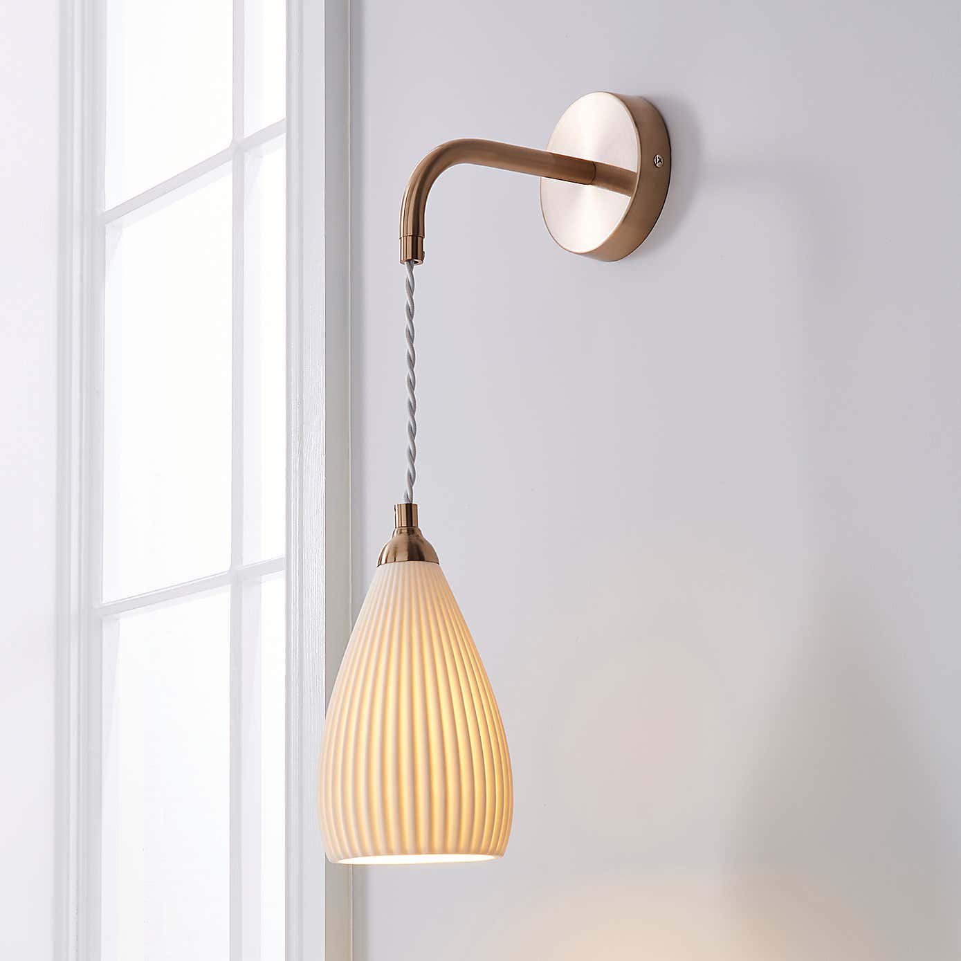 Dorma Ribbed Porcelain Wall Light