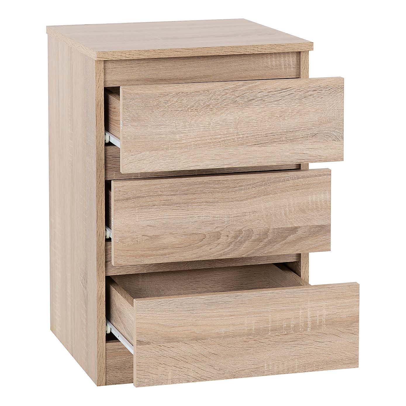 Malvern 3 Drawer Bedside Table