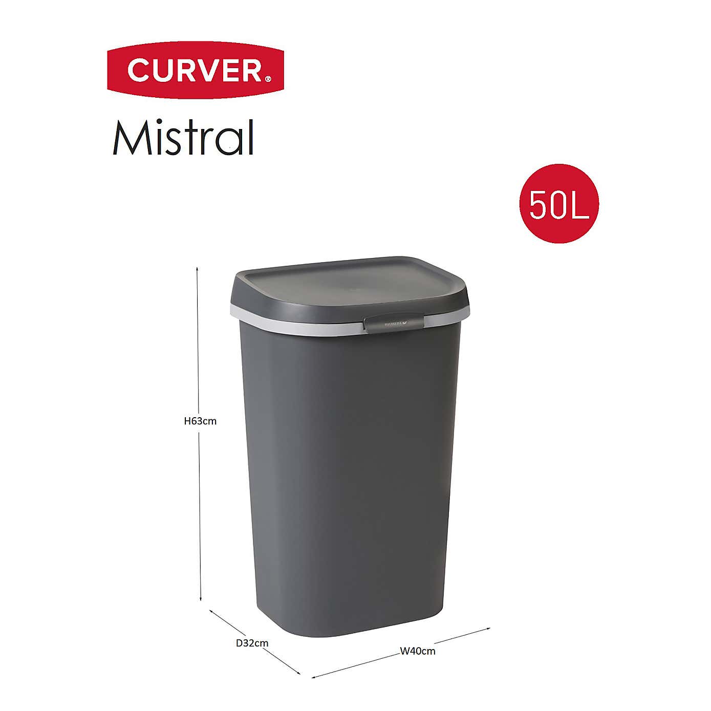 Curver Mistral 50L Flat Top Bin