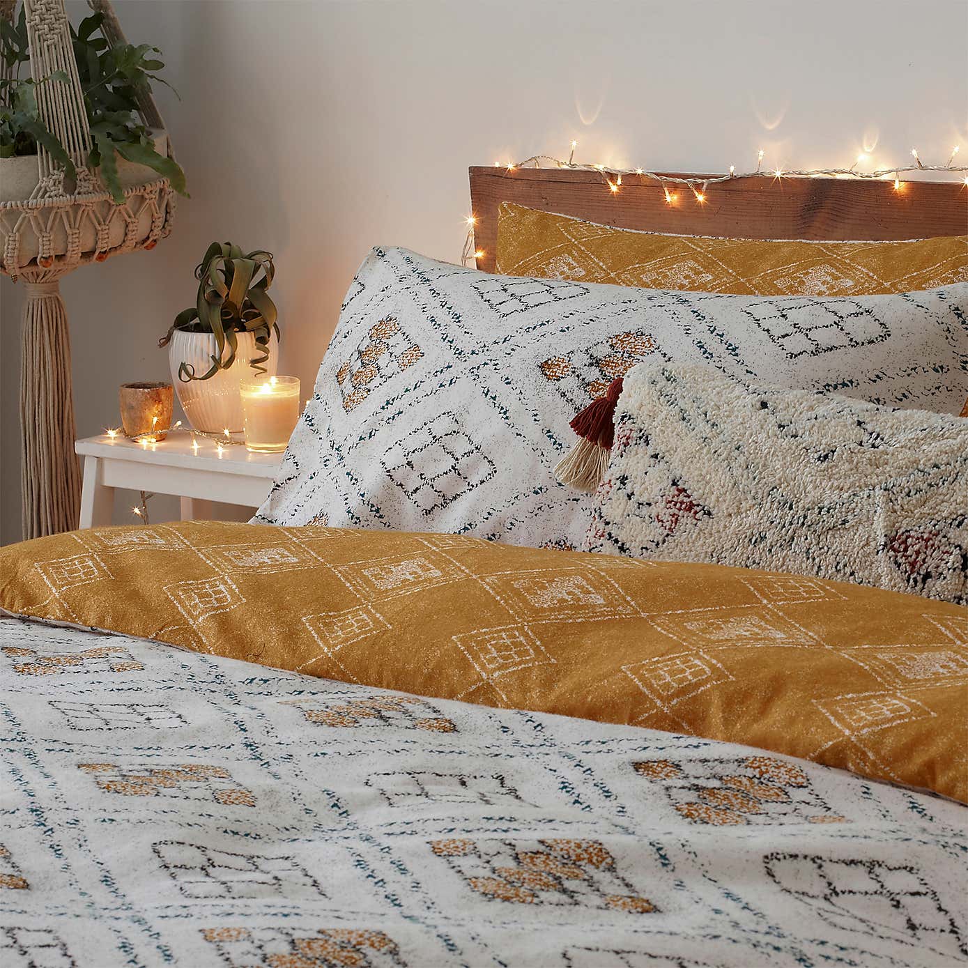 Riva Atlas Ochre 100% Cotton Duvet Cover and Pillowcase Set