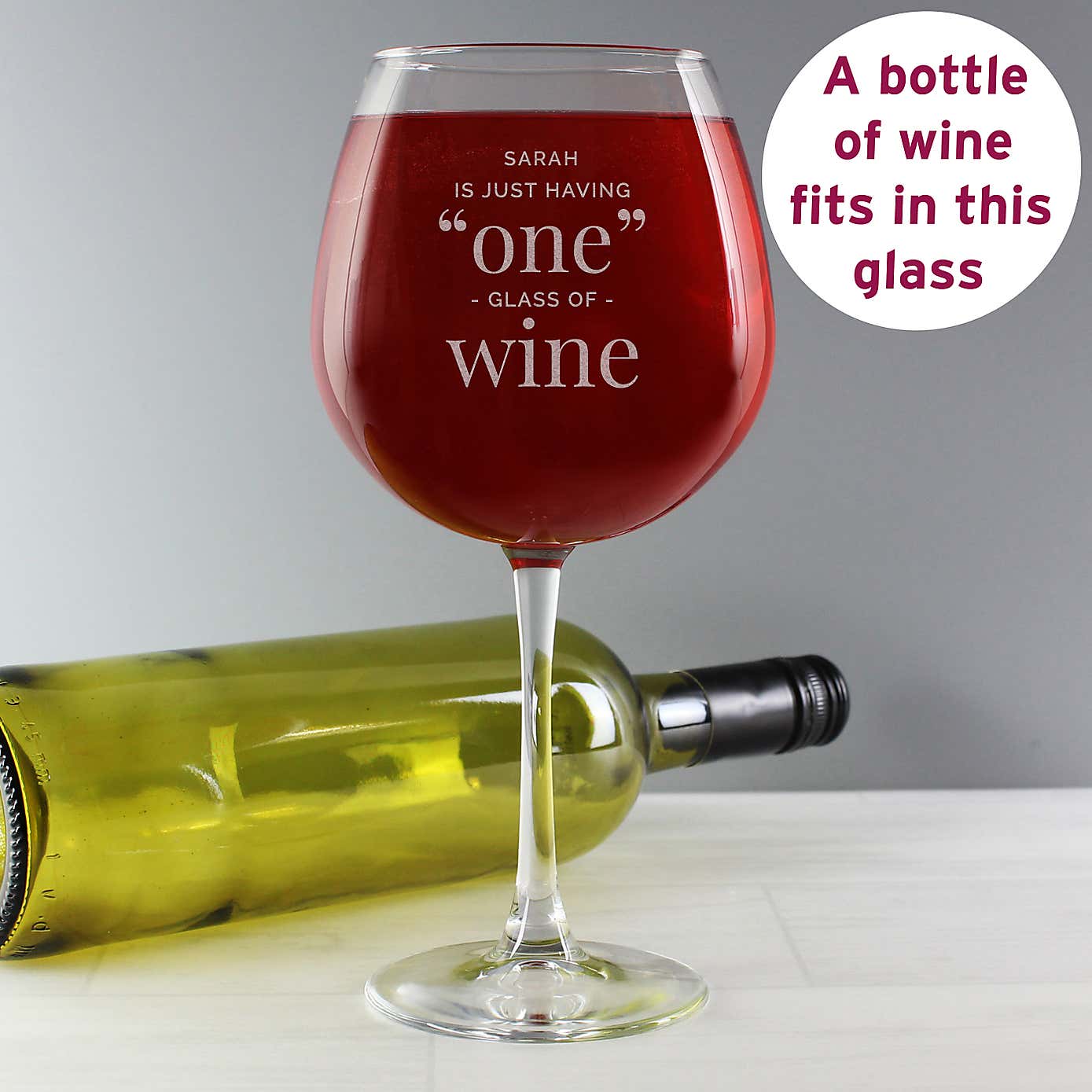 Personalised One Glass Bottle of Wine Glass