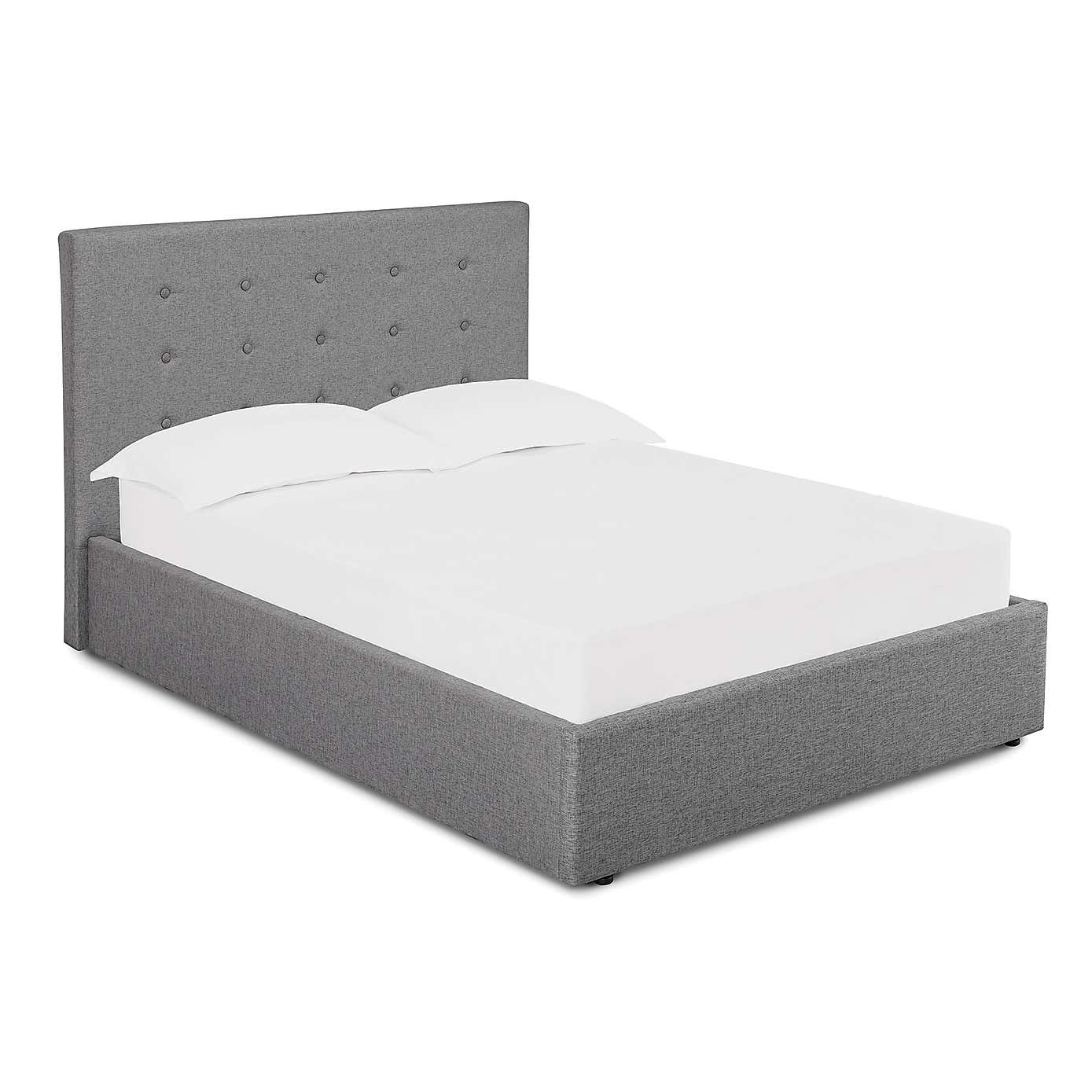 Lucca Beige Upholstered Ottoman Bed