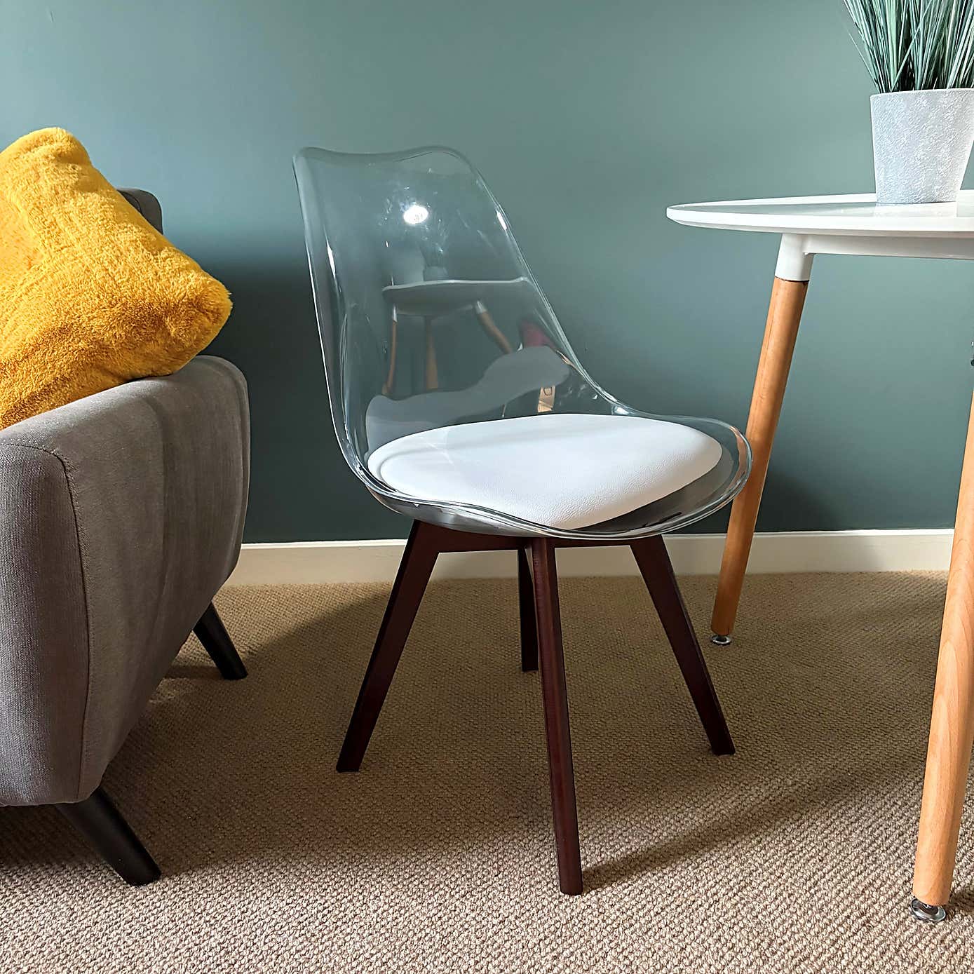 Fusion Living Soho Clear Plastic Dining Chair with Squared Legs