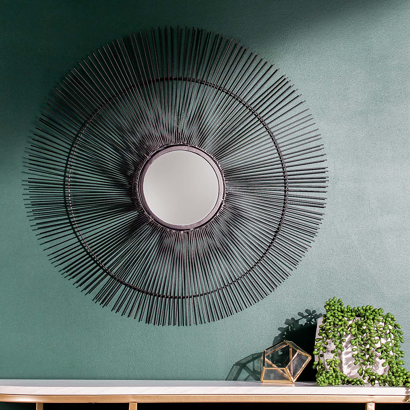 Paoletti Round Black Wire Wall Mirror