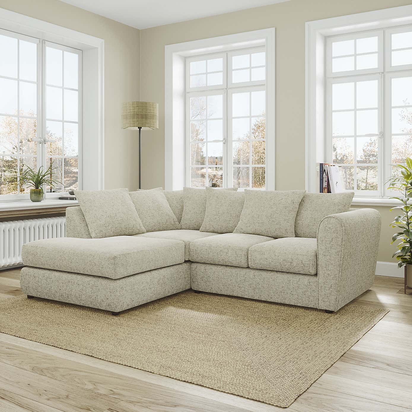 Blake Curved Arm Chunky Chenille Corner Chaise Sofa