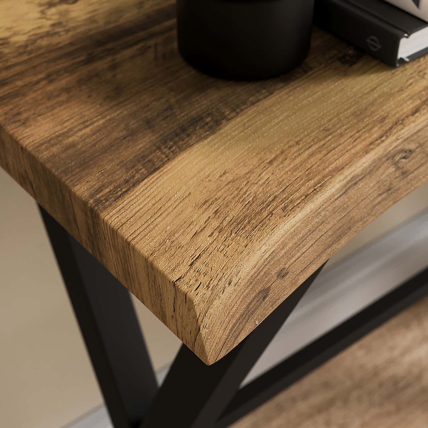 Ezra Console Table, Rustic Wood Effect