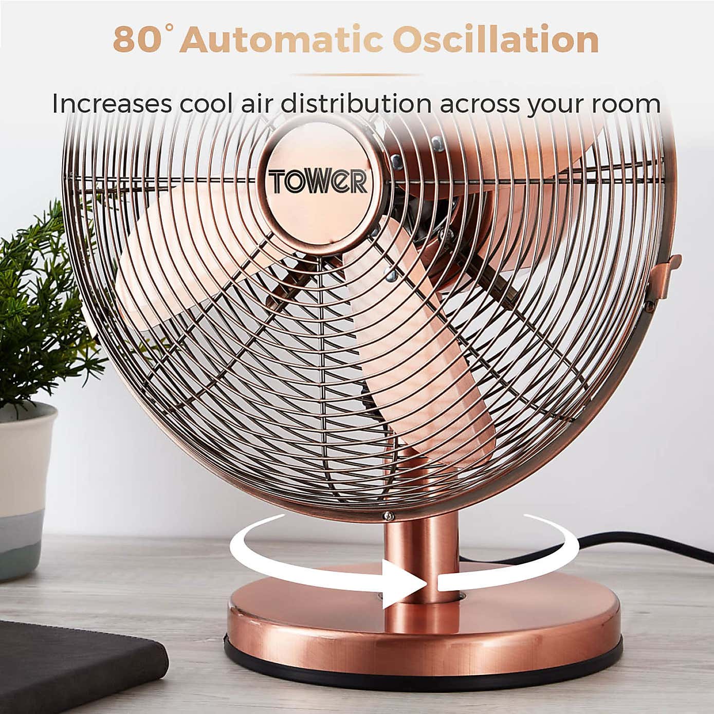Tower Metal 12" Copper Desk Fan