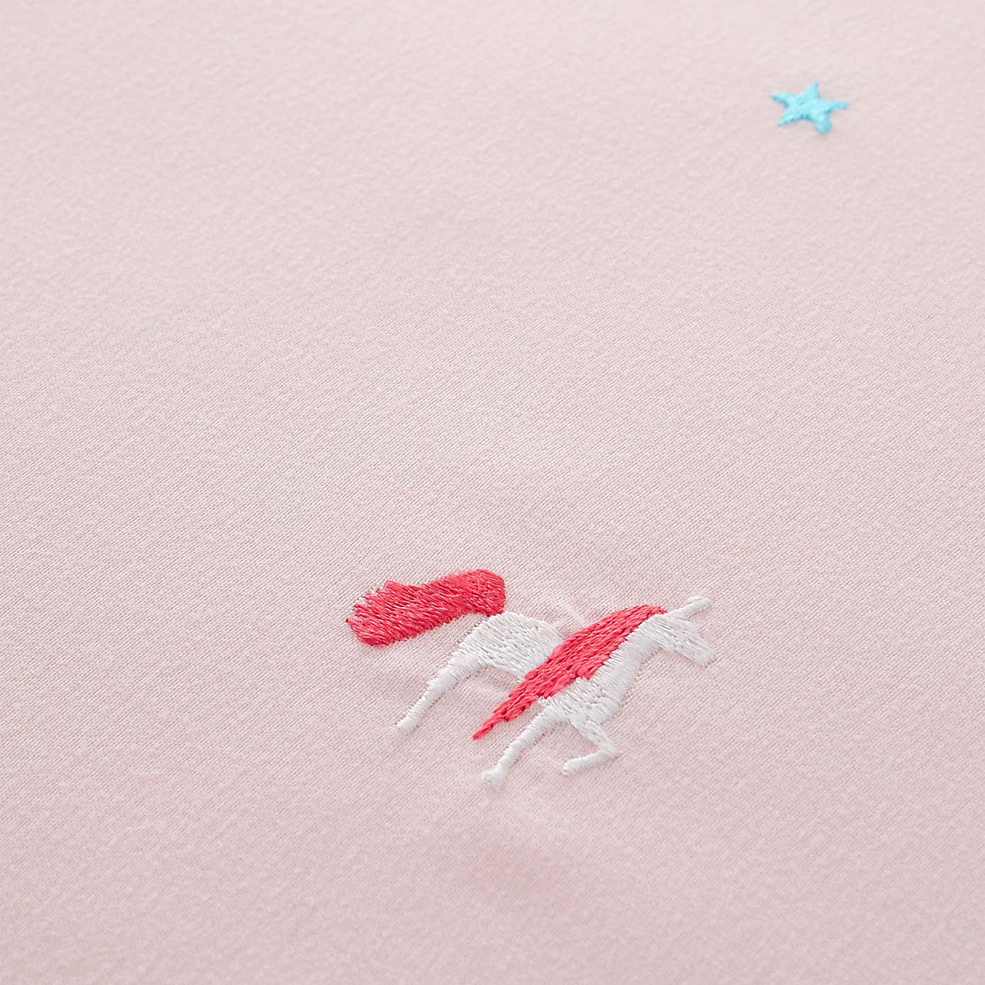 Catherine Lansfield Embroidered Unicorn Pink Microfibre Duvet Cover and Pillowcase Set