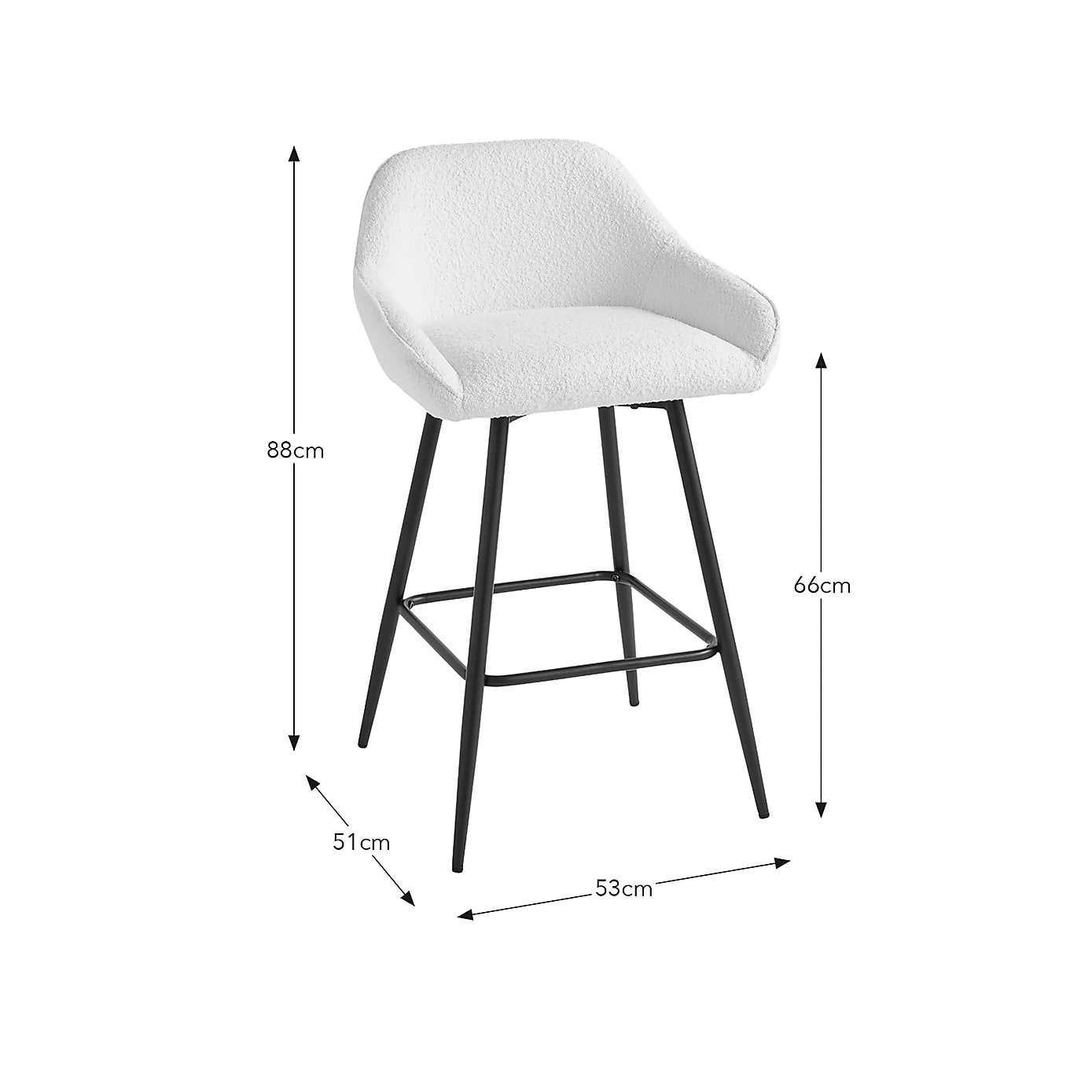 Radleigh Bar Stool, Ivory Boucle