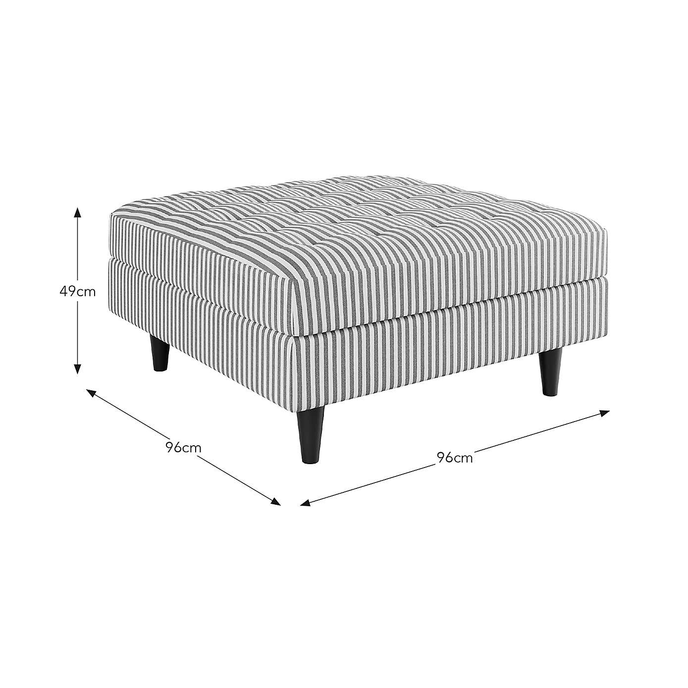 Zoe Square Storage Footstool, Pinstripe