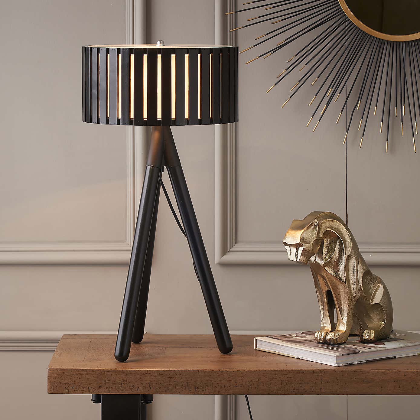 Rabanne Wooden Slat Tripod Table Lamp