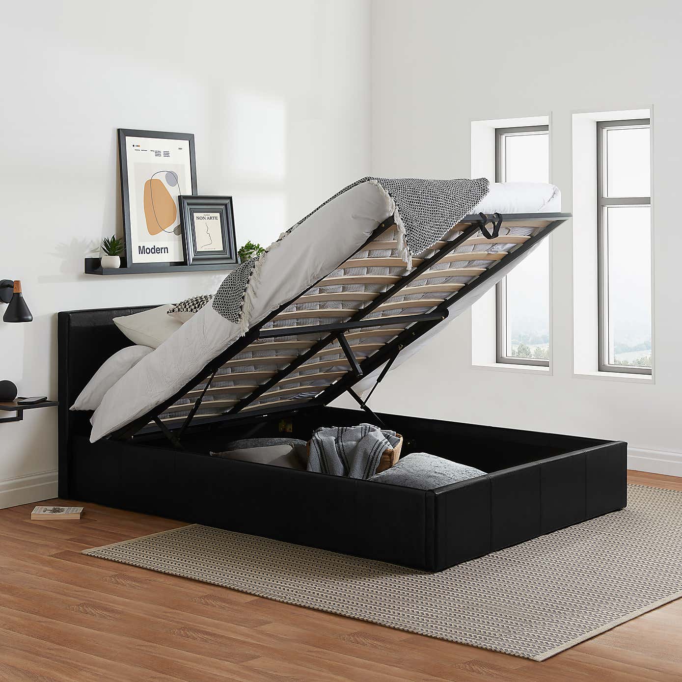 Berlin Faux Leather Ottoman Bed Frame