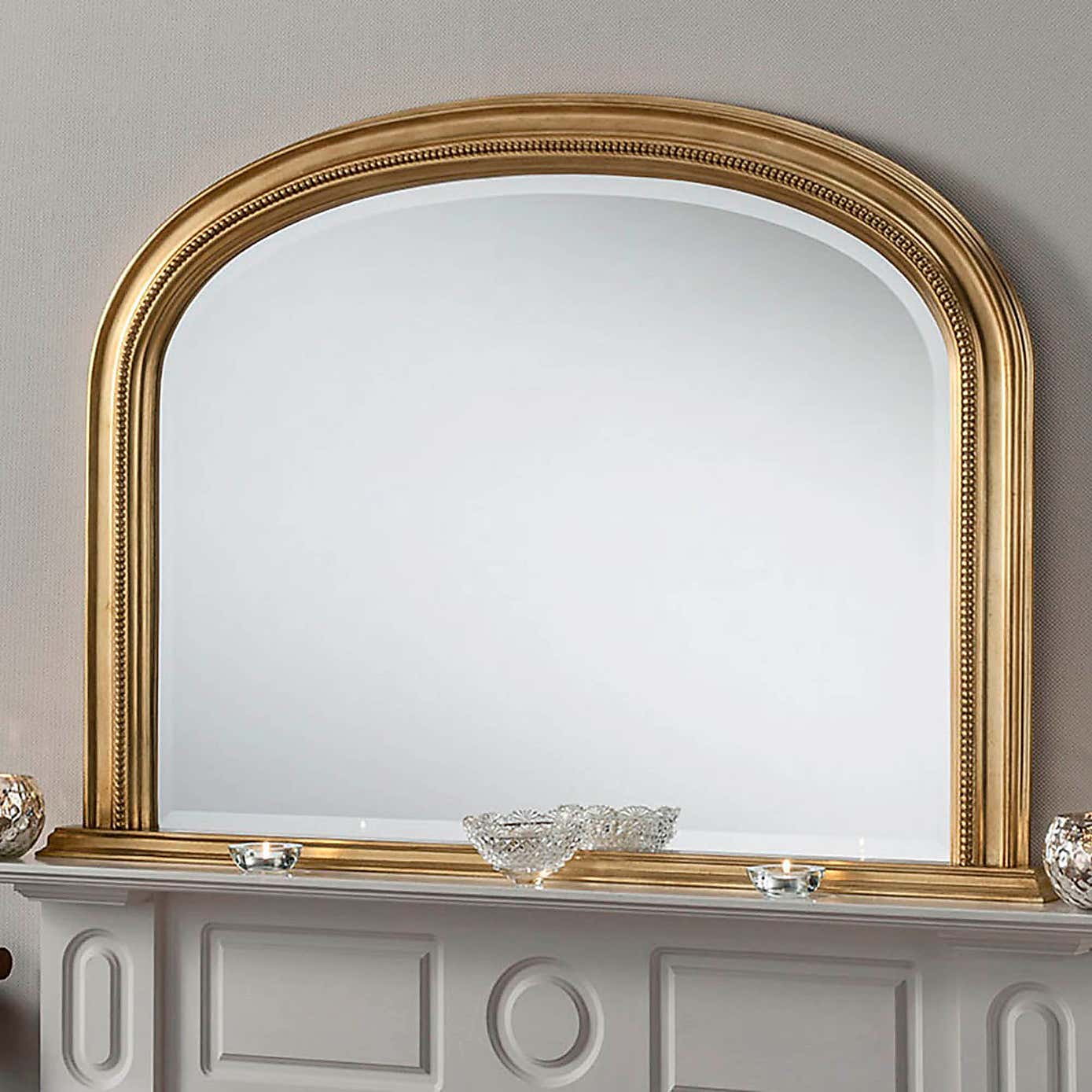 Yearn Beaded Arched Overmantel Wall Mirror