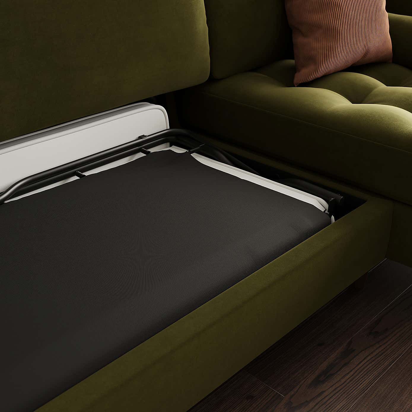 Zoe 4 Seater Corner Double Sofa Bed, Velvet