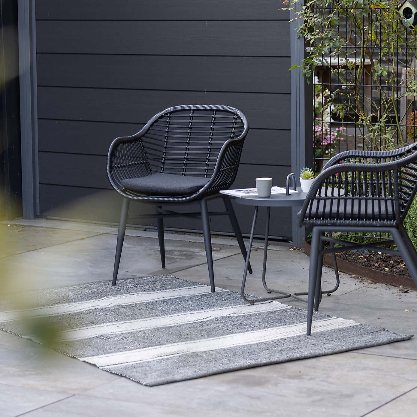 Fallen Fruits Striped Woven Outdoor Rug