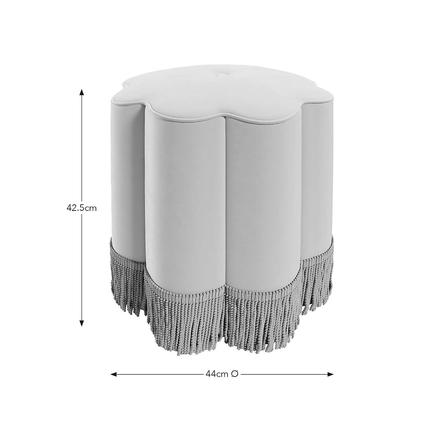 Flower Tassel Velvet Footstool