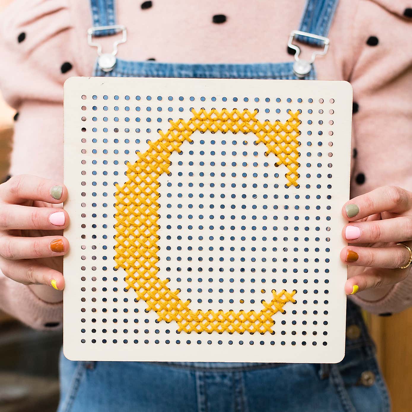 Cotton Clara Pegboard Embroidery Board Kit Mustard