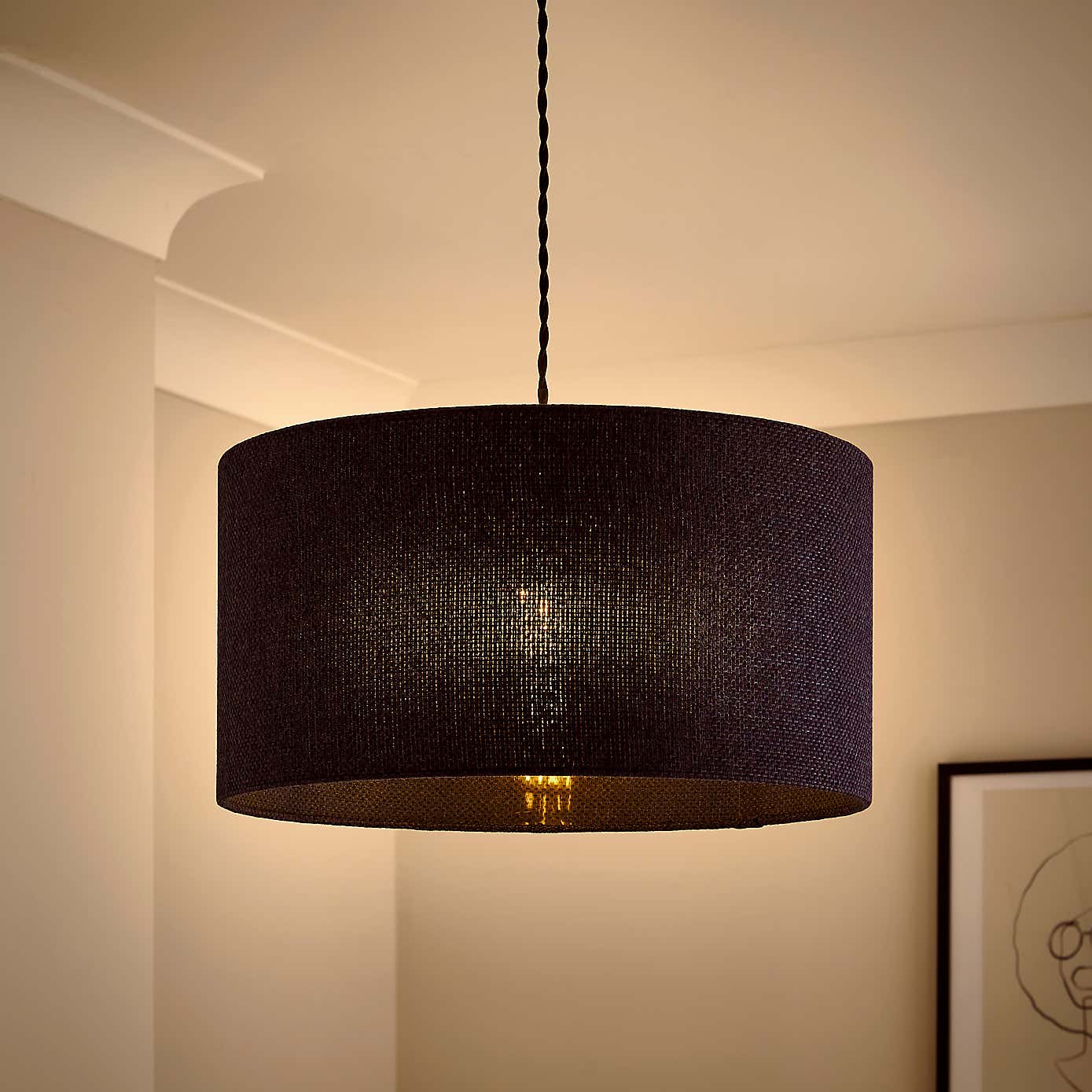 Barkweave Easy Fit Drum Lamp Shade