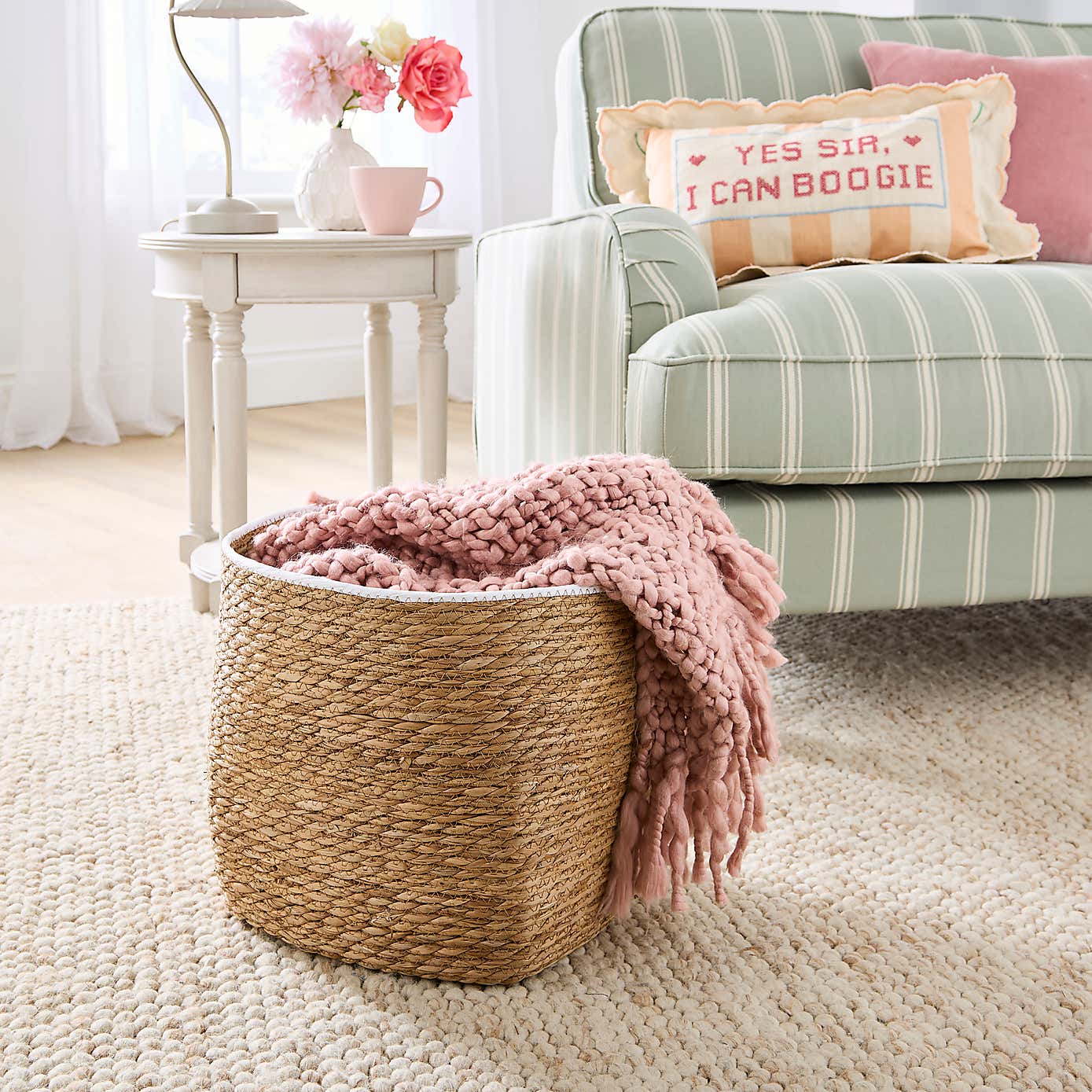 Rush Storage Basket with Trim