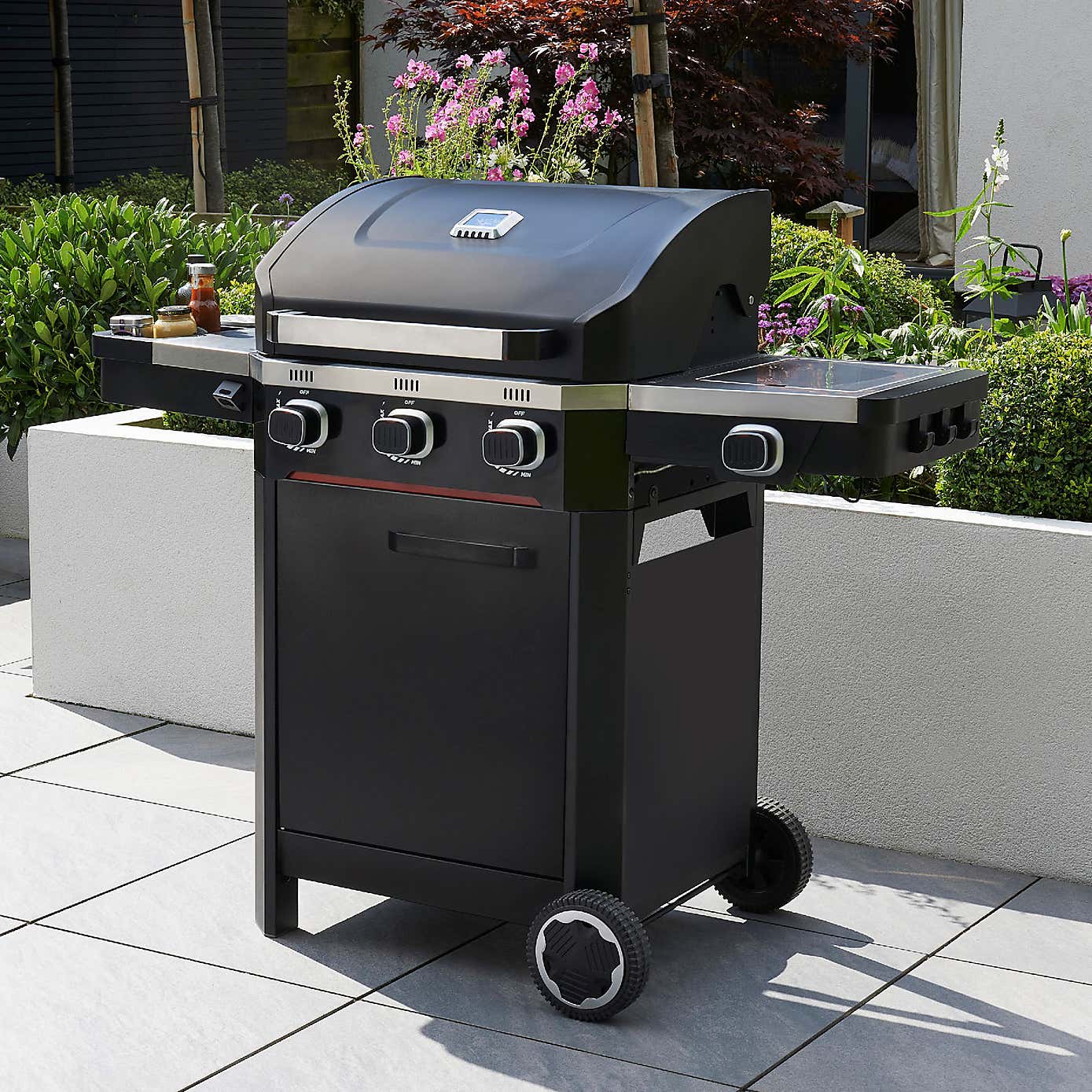 Norfolk Grills Atlas 300 Gas BBQ, 3 Burner with Side Burner & Cabinet