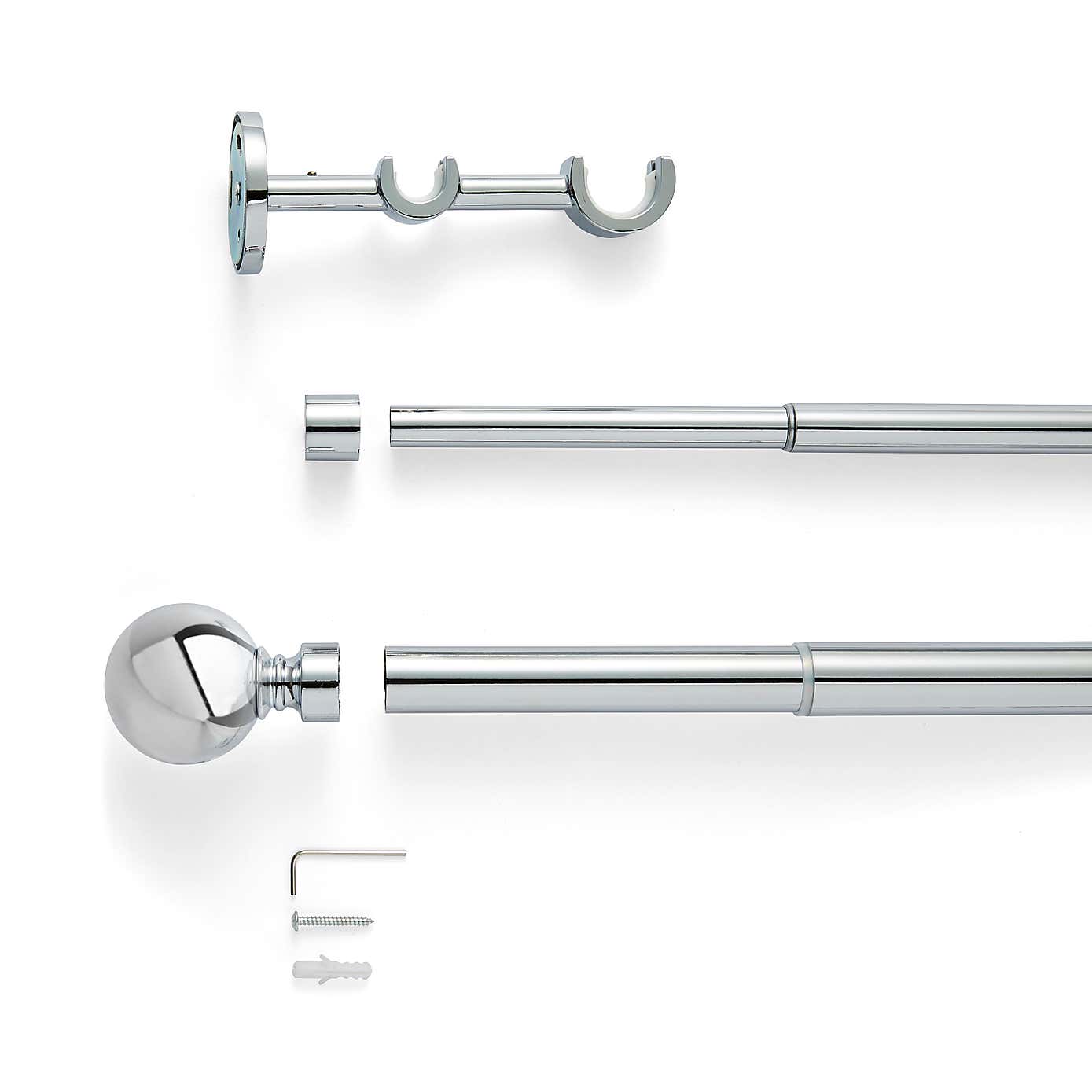 Ashton Double Layer Extendable Metal Curtain Pole