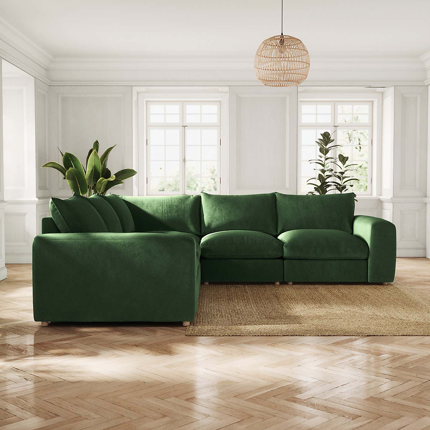 Full Circle Austin Cosy Velvet Full Corner, Bottle Green