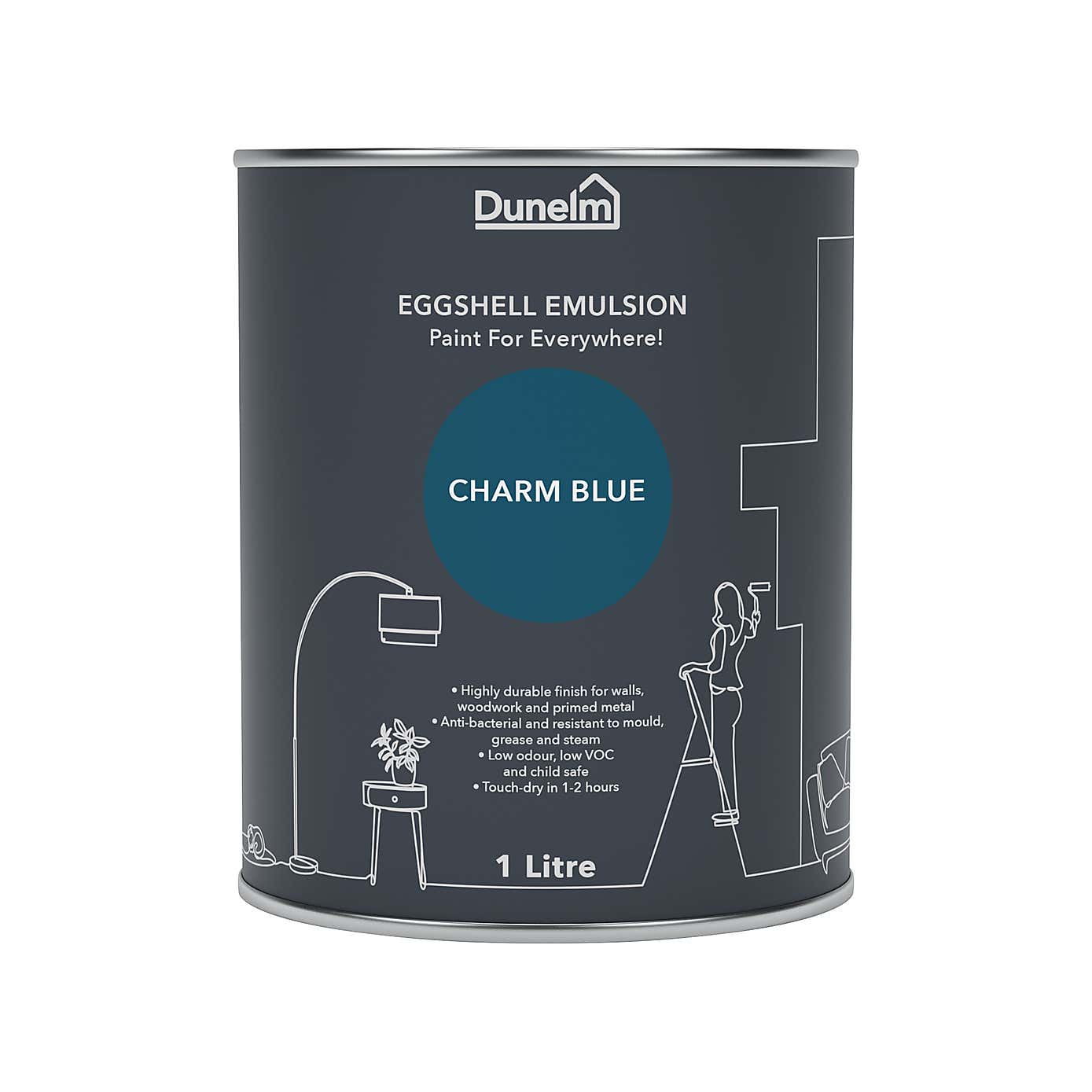 Dunelm Charm Blue Eggshell Emulsion Paint