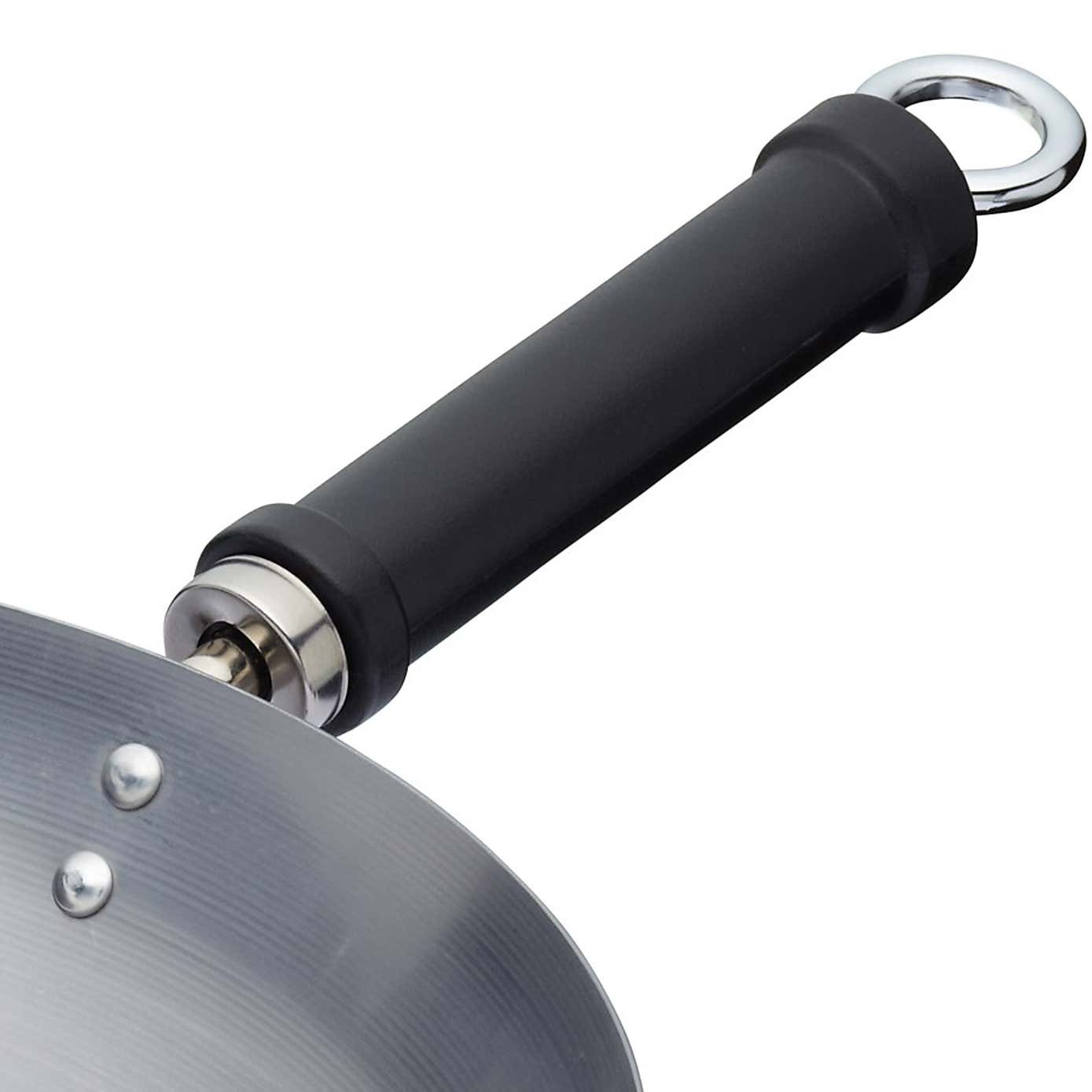 KitchenCraft World of Flavours Oriental Carbon Steel Plain Steel Wok 30cm