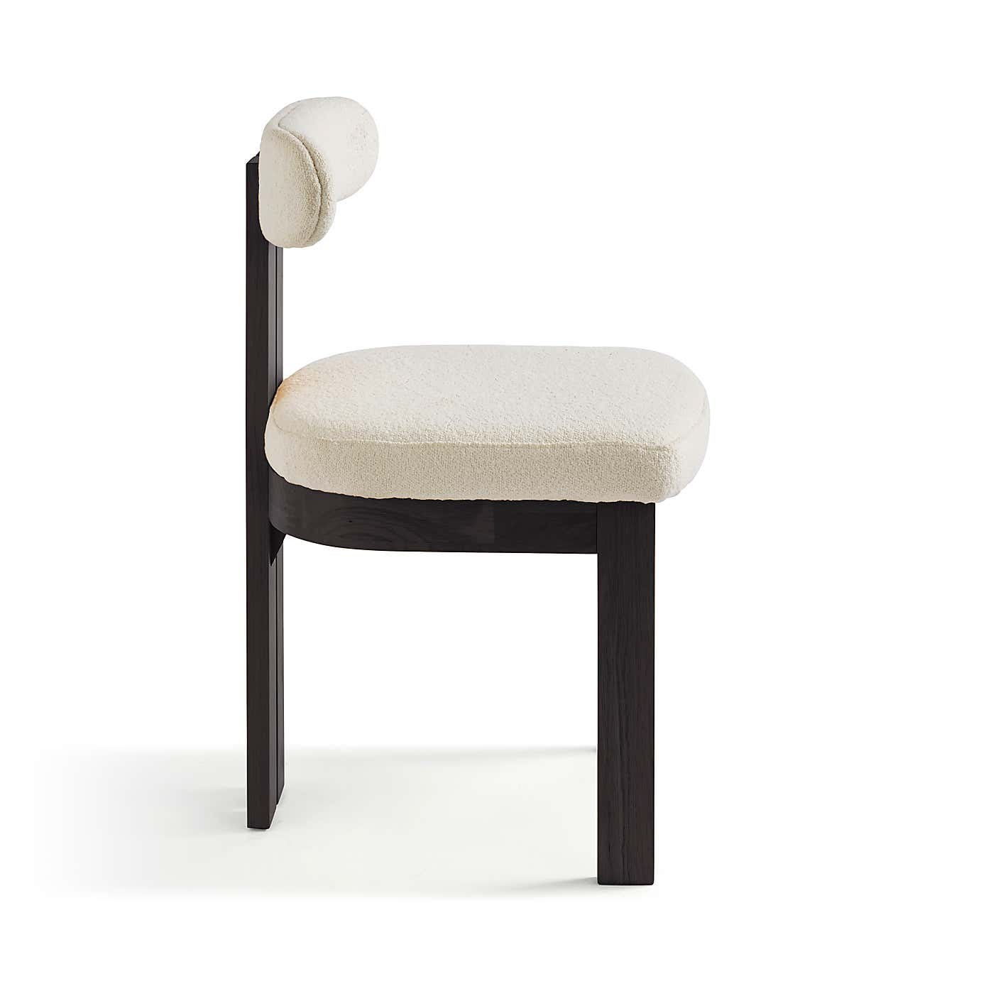 Lovato Dining Chair Stained Oak, Ivory Boucle