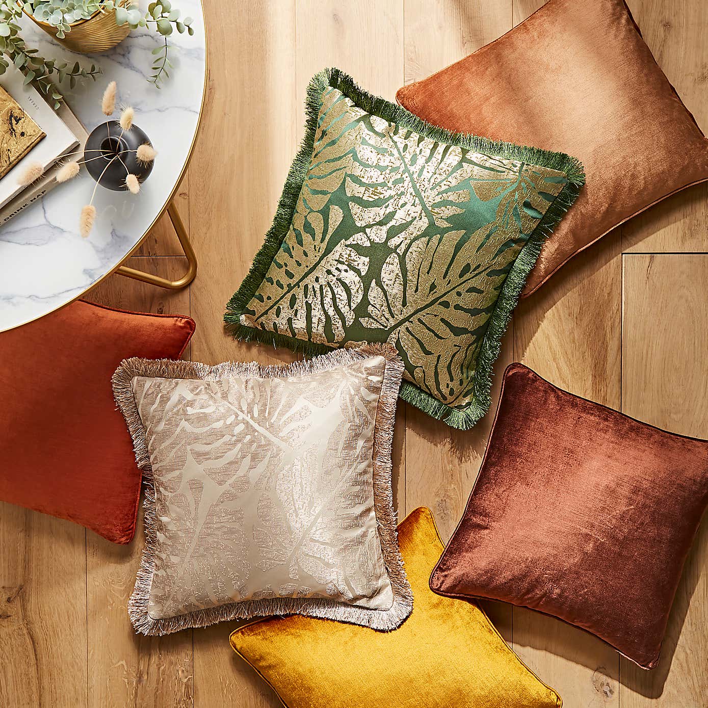 Luxe Jacquard Palm Cushion