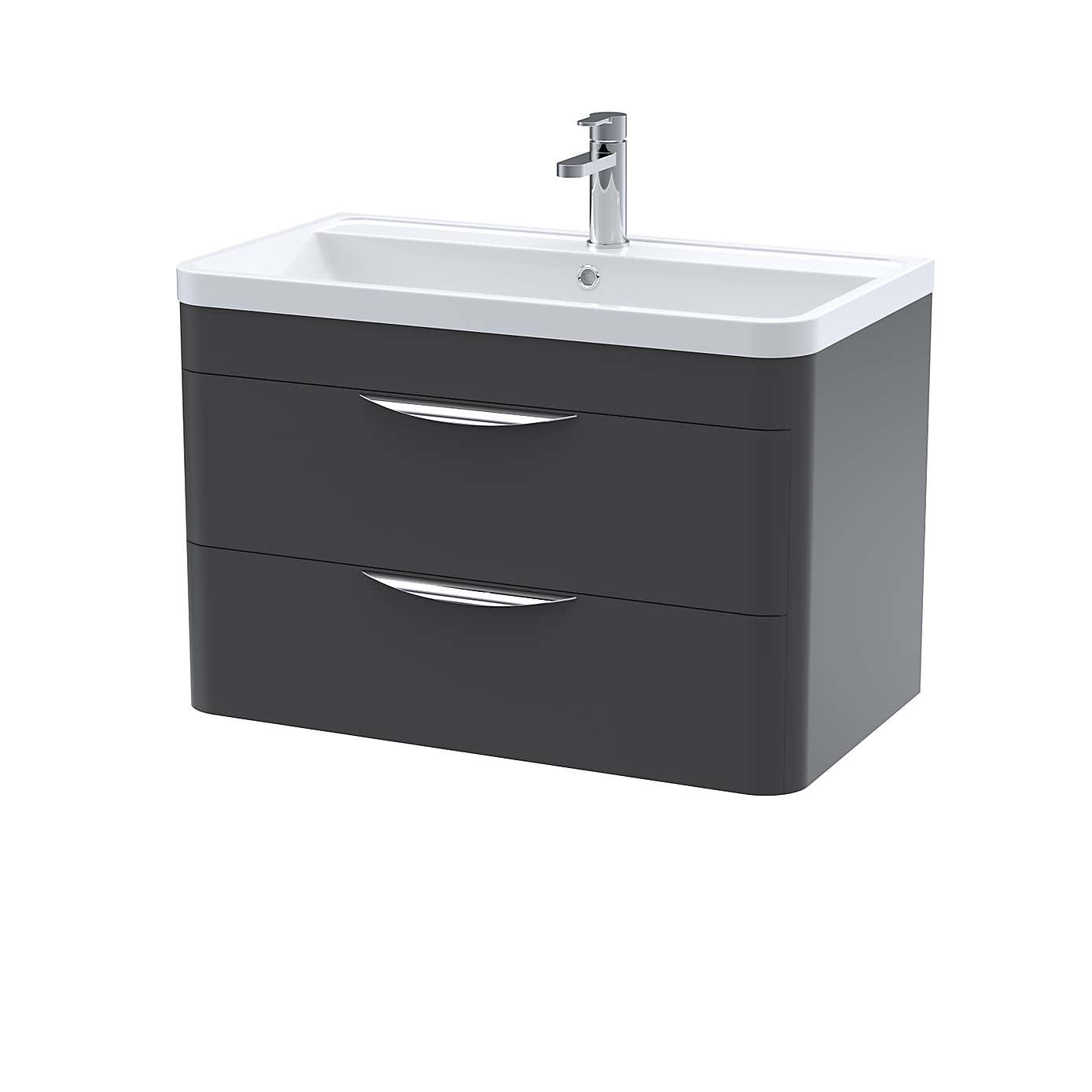 Parade Wall Mounted 2 Drawer Vanity Unit with Polymarble Basin