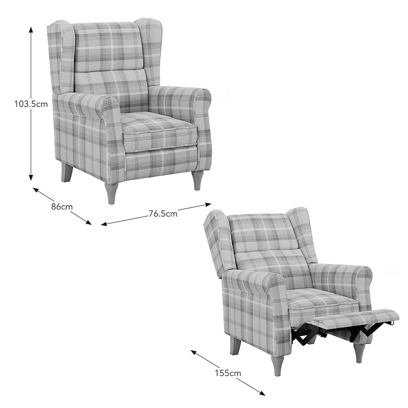Oswald Padded Pushback Check Armchair