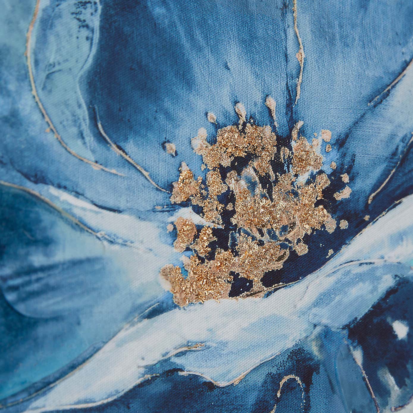 Gold Foil Blue Flower Capped Canvas 60x80cm