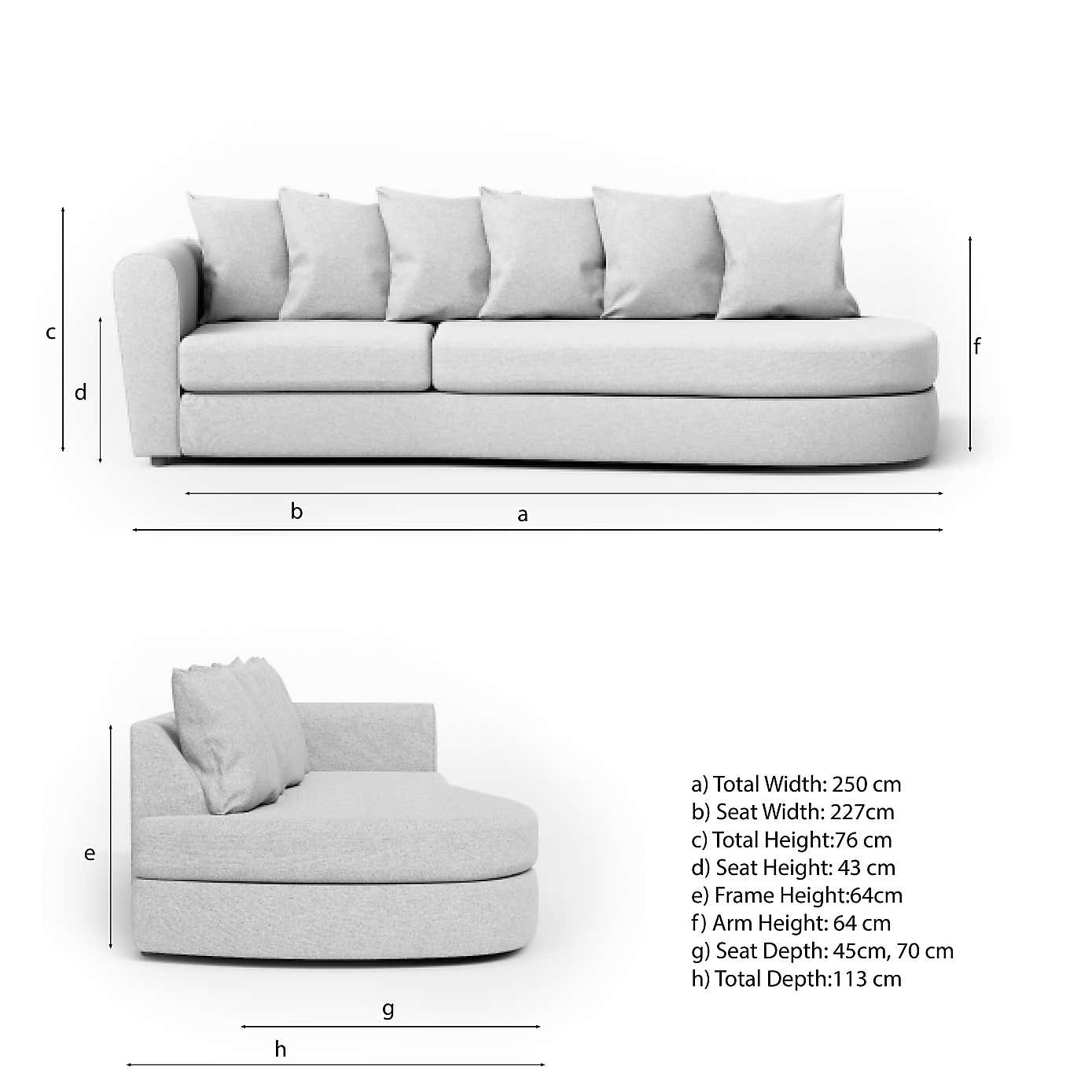 Blake Curved Arm Scatter Back Soft Texture Chenille Corner Chaise