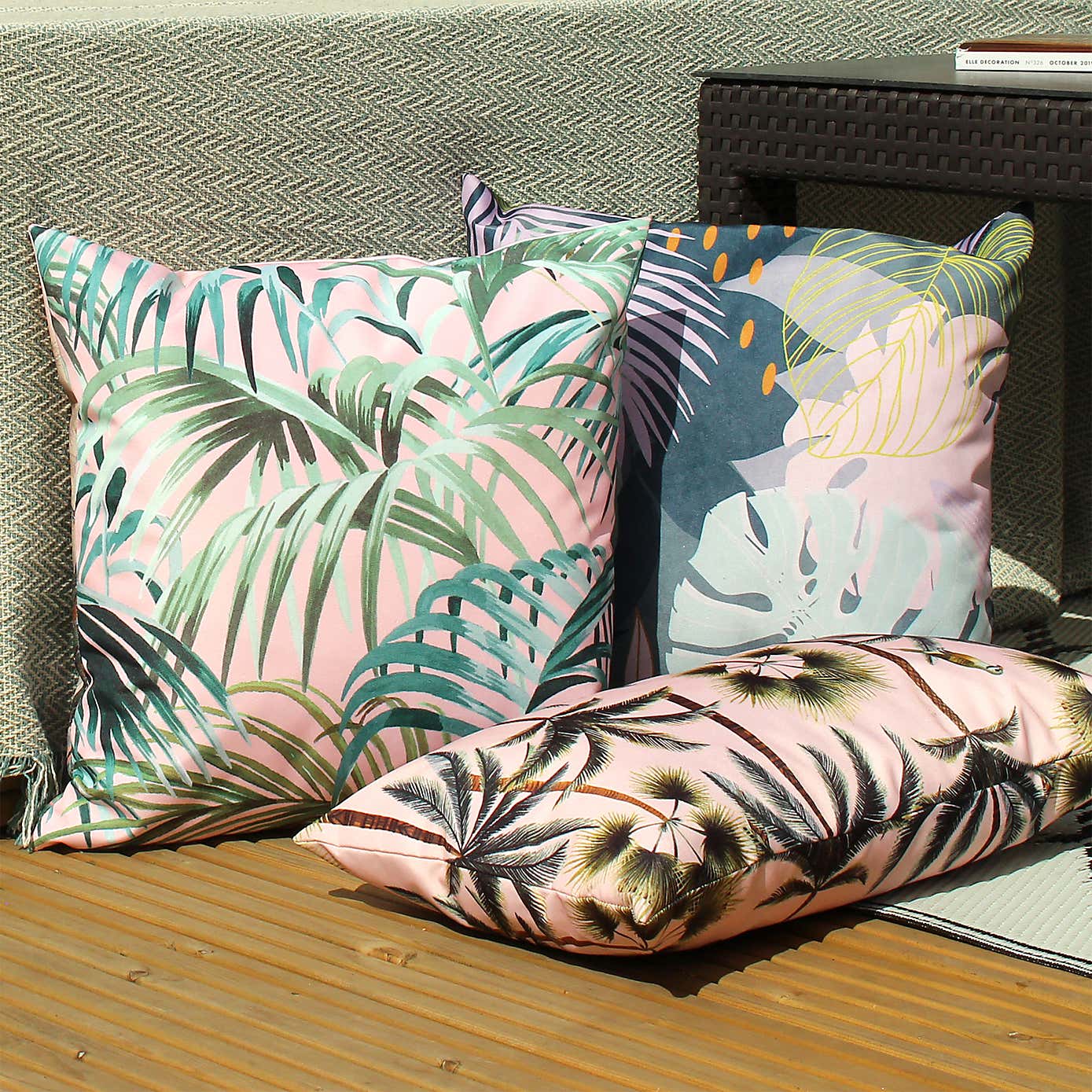 Leafy Teal Outdoor Cushion