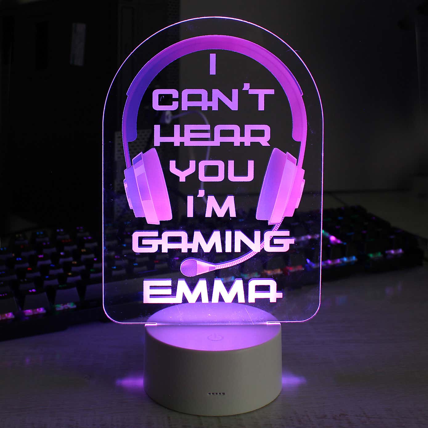 Personalised Pink Gaming Colour Changing Night LED Light