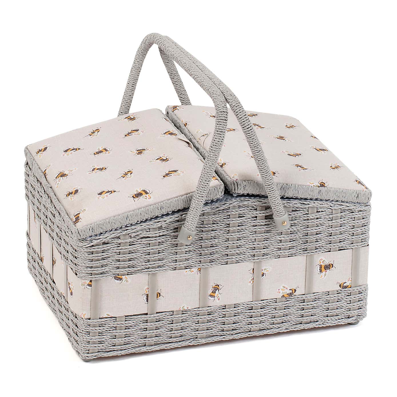 Hobby Gift Bee Wicker TwinLid Sewing Basket