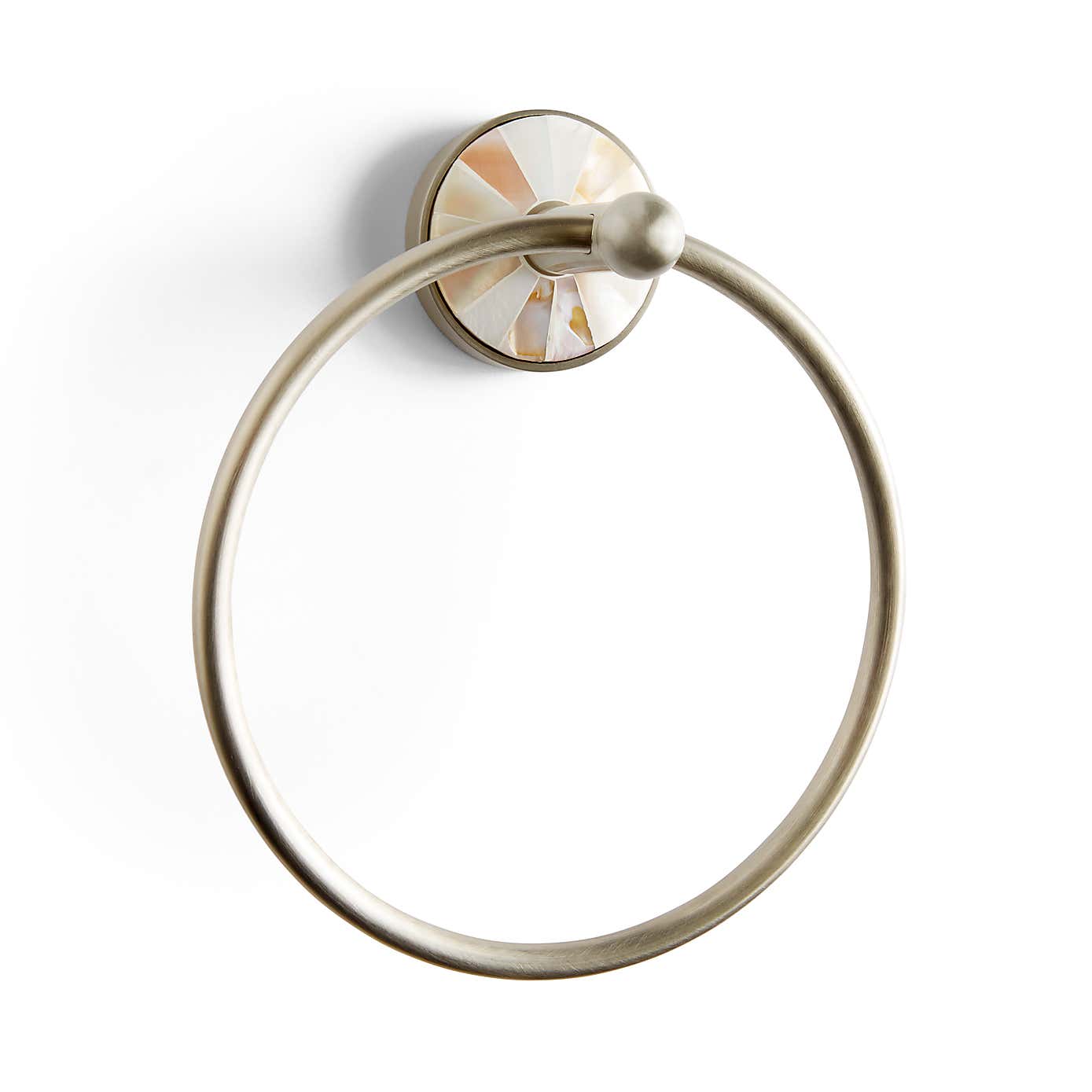 Mother of Pearl Brushed Chrome Towel Ring