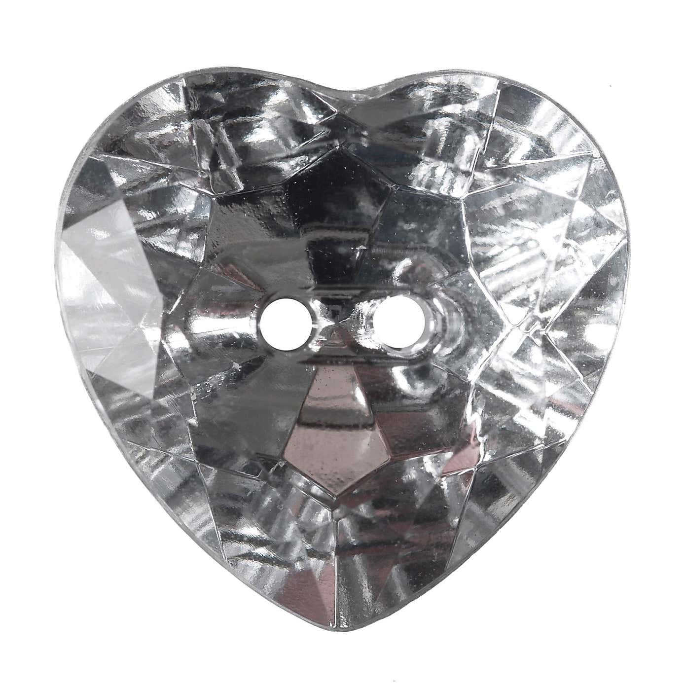 Heart Shaped Crystal Buttons 20mm Pack of 3