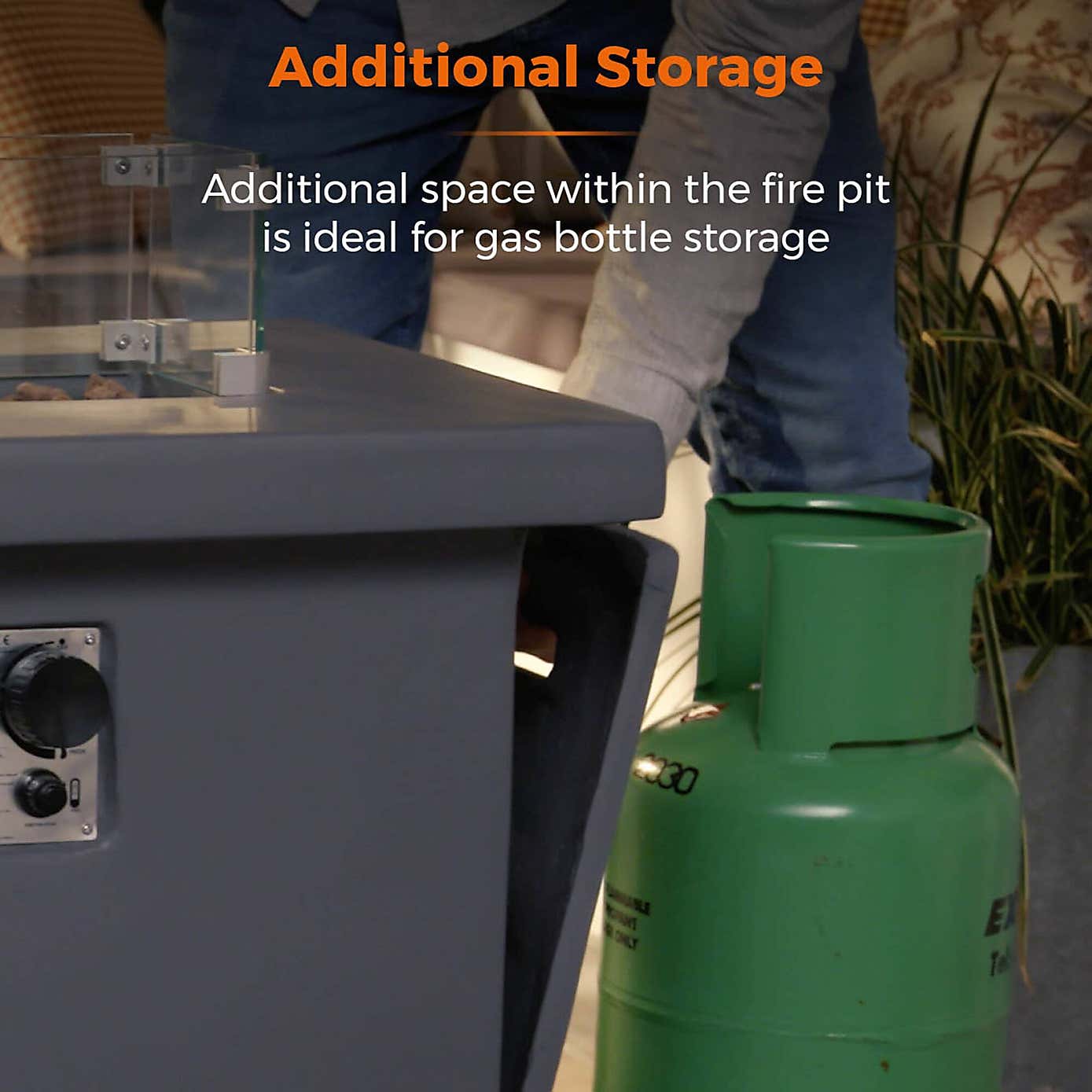 Tower Magna H60cm Rectangular Gas Fire Pit, Grey