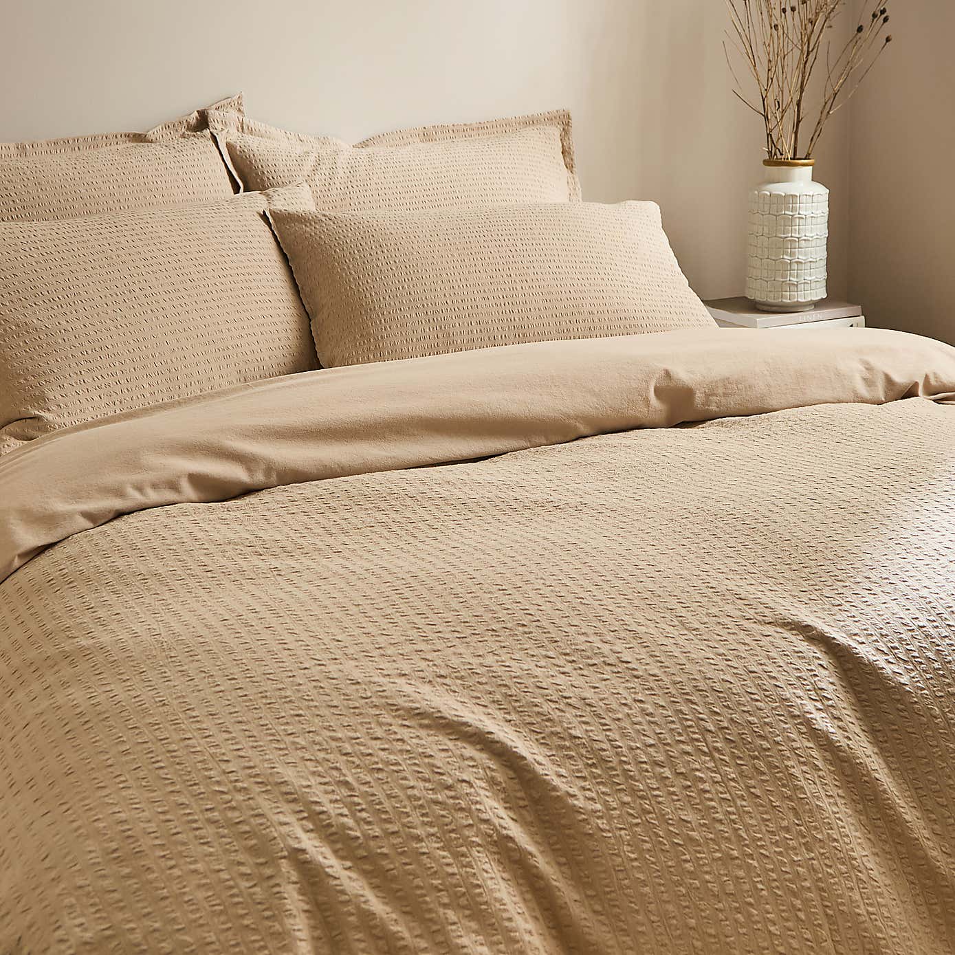 EL Seersucker Woven Cotton Duvet Cover & Pillowcase Set