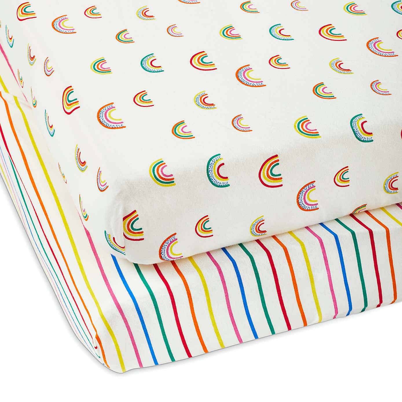 Ickle Bubba Pack of 2 Rainbow Dreams Fitted Cotbed Sheets