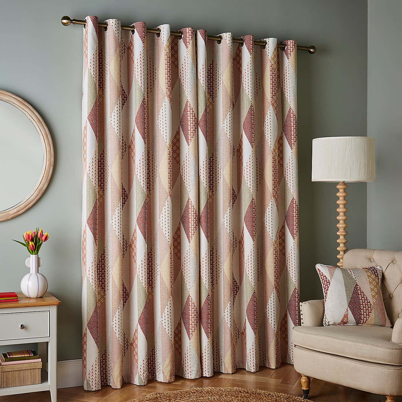 Patchwork Print Eyelet Curtains