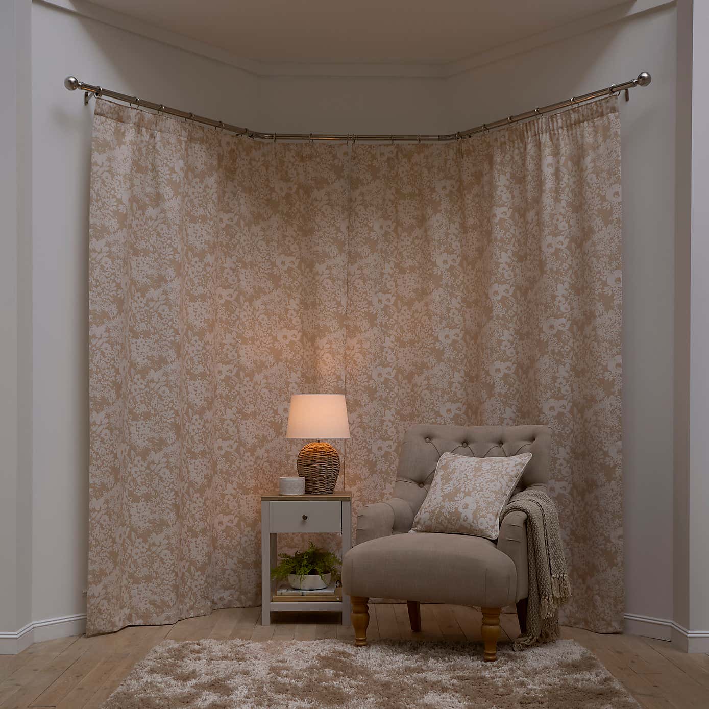 Sofia Floral Pencil Pleat Curtains