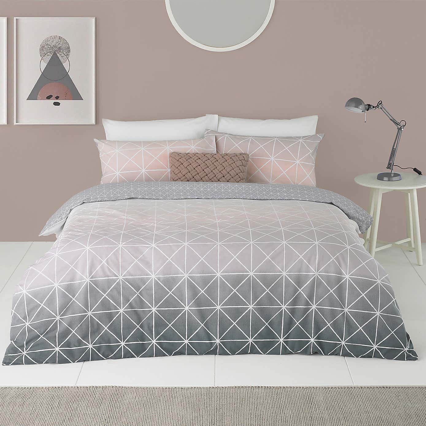 Spectrum Blush Ombre Reversible Duvet Cover and Pillowcase Set