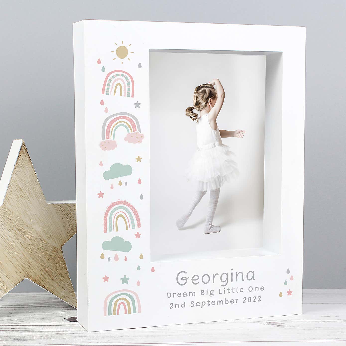 Personalised Rainbow Portrait Box Photo Frame